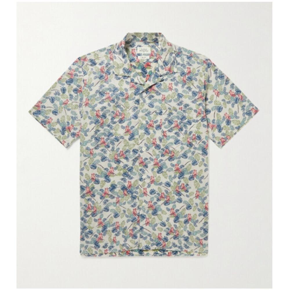 Hartford Men's Slam 02 Camp-Collar Printed Cotton Shirt Size XXL Slim Fit